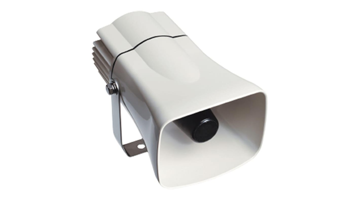 Sirena industriale Schneider Electric XVS14GMW, 120 V, 105 dB, 43 toni, protezione IP53, colore bianco.