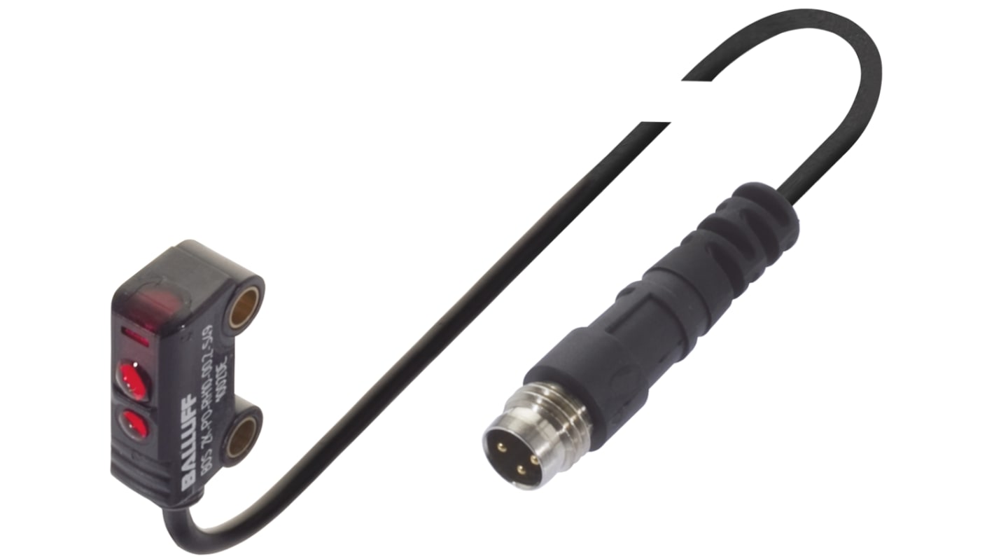 Sensore fotoelettrico BALLUFF BOS R020K-PS-RF10-00, rettangolare, rilevamento 1-15 mm, uscita PNP, IP67, corpo in ABS.