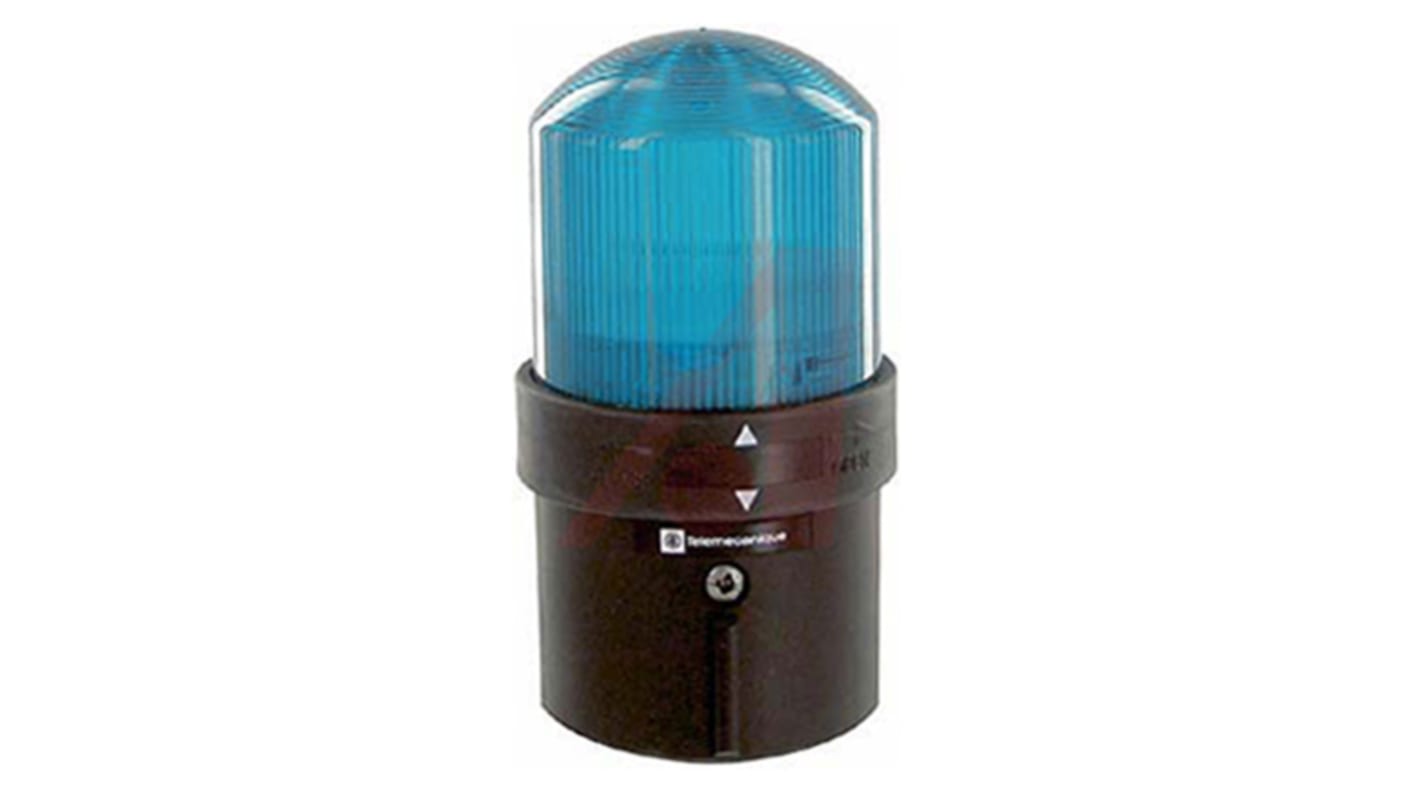 Segnalatore fisso LED blu Schneider Electric XVBL36, montaggio su base, diametro 70 mm, altezza 139 mm, grado di protezione IP65.