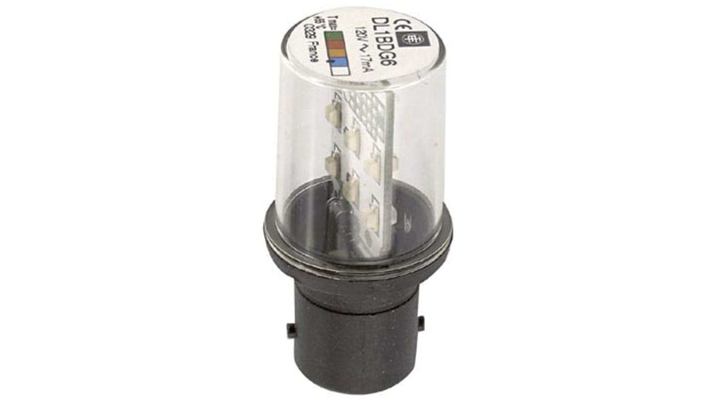 Lampadina LED Schneider Electric DL1BDG6, blu, base BA15d, 120 V, per torrette di segnalazione modulari. Compatibile con XVB e XVD.