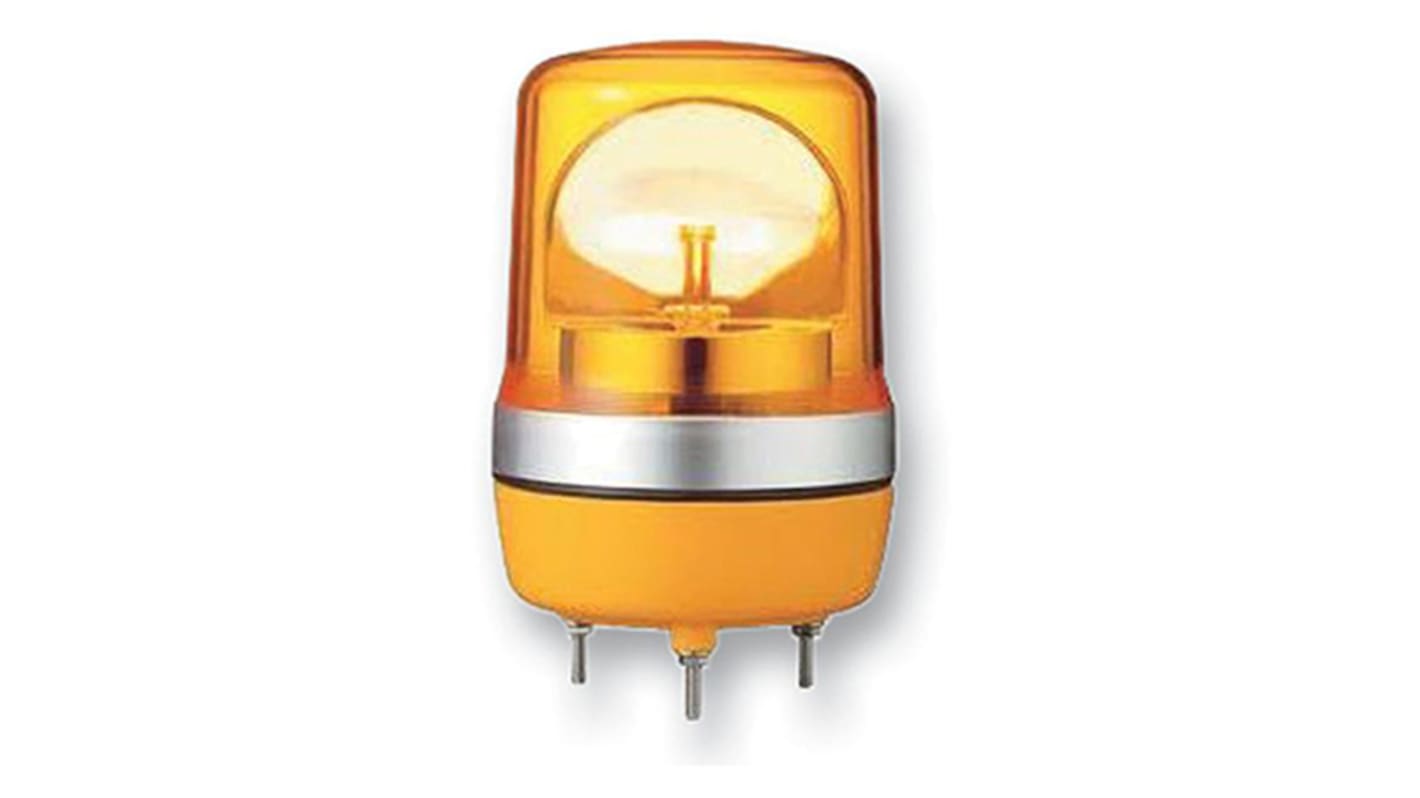 Segnalatore rotante LED ambra Schneider Electric XVR10B05, alimentazione 12 V, custodia gialla, protezione IP66, montaggio su base.