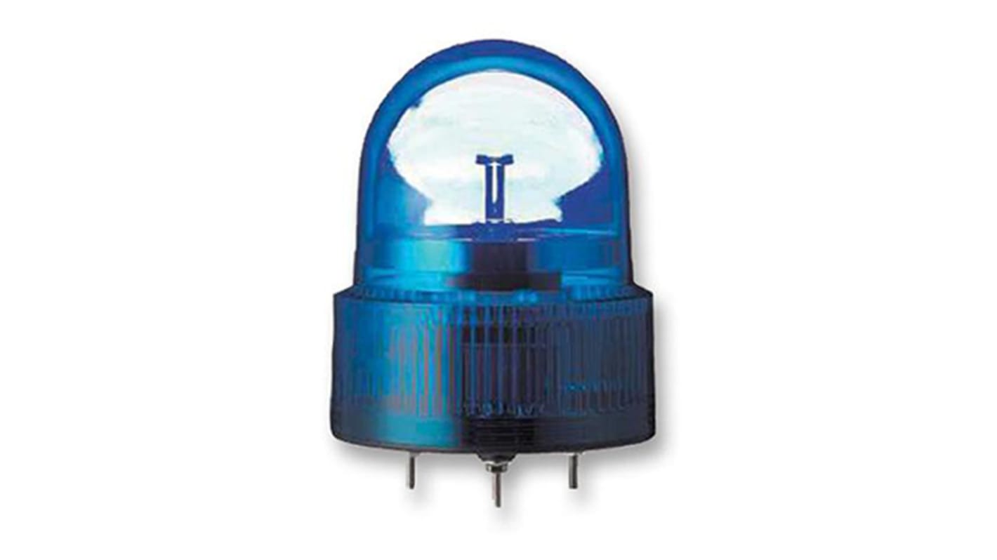 Segnalatore rotante LED blu Schneider Electric XVR12B06, 24 V, montaggio su base, protezione IP66, dimensioni base 120 mm.