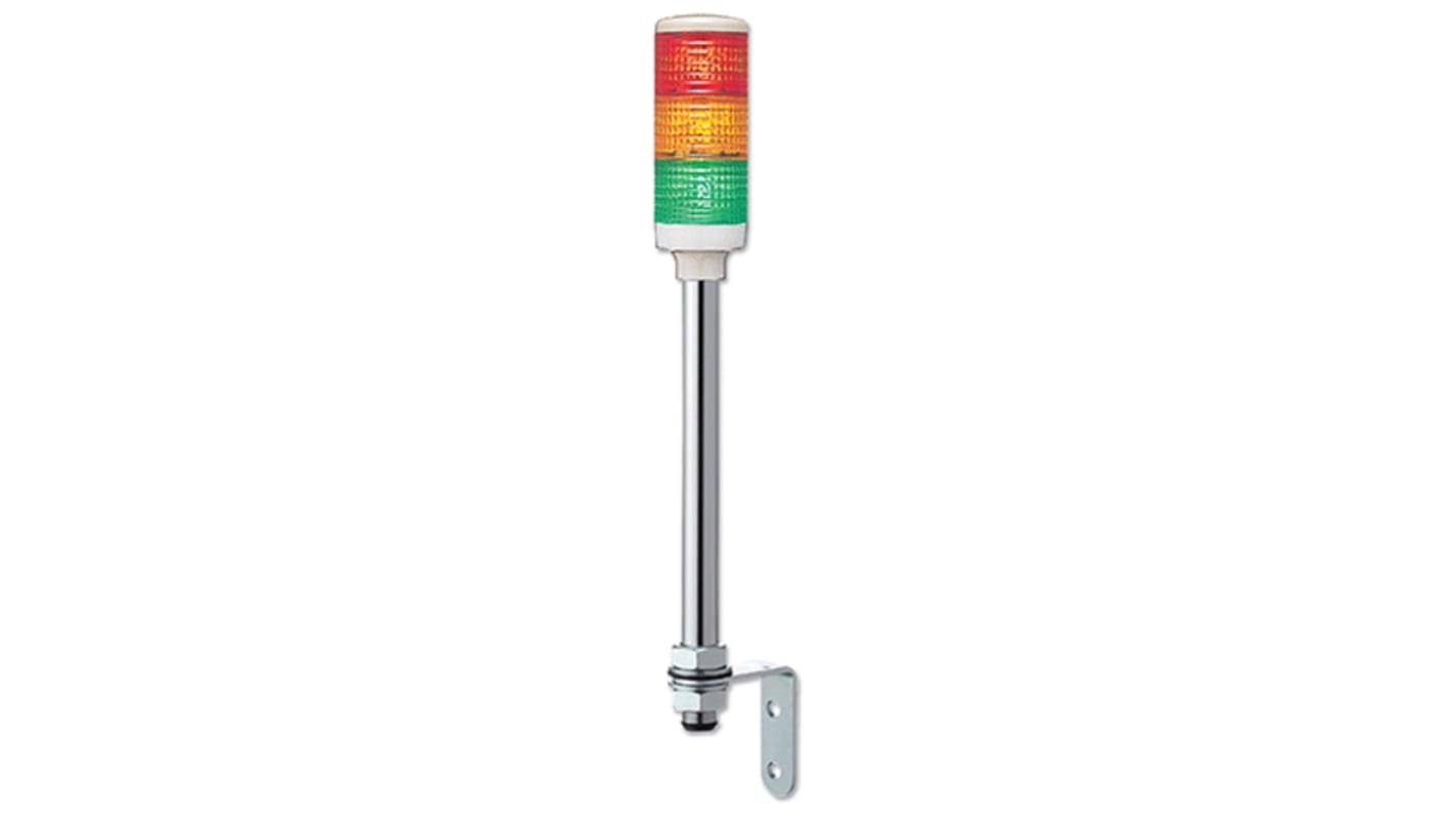 Torretta di segnalazione LED Schneider Electric XVC4M3, 3 elementi Rosso/Verde/Ambra, montaggio su tubo, altezza 473.5 mm.