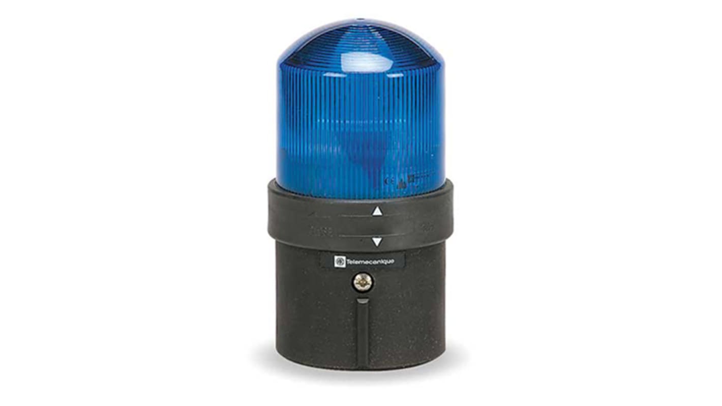 Segnalatore lampeggiante blu Schneider Electric XVBL4B6, montaggio su tubo, diametro 70 mm, altezza 139 mm, IP65.