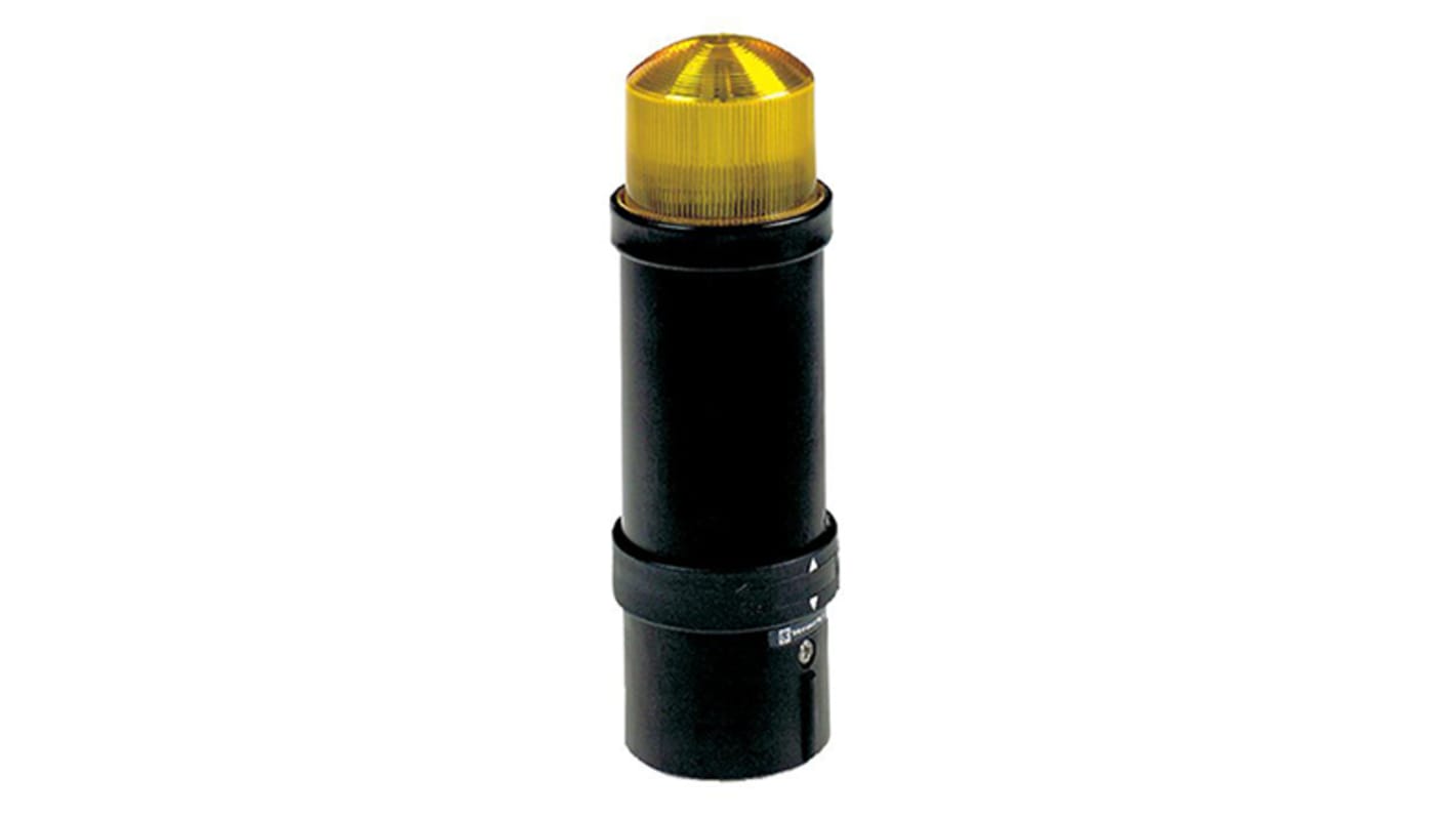 Segnalatore lampeggiante giallo Schneider Electric XVBL8B8, 24 V, montaggio su tubo, IP65, altezza 232 mm, diametro 70 mm.