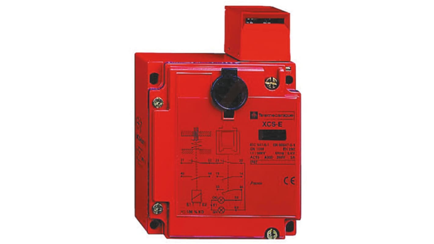 Interruttore di interblocco a solenoide Telemecanique Sensors XCSE7313, 2NC/1NA, IP67, dimensioni 146x98x44mm, bloccaggio a chiave.
