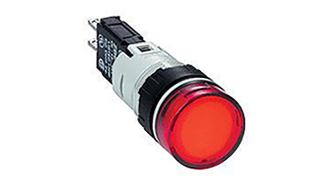 Spia LED rotonda rossa Schneider Electric XB6AV4GB, montaggio a pannello, IP65, diametro foro 16 mm, tensione 12-24 V.