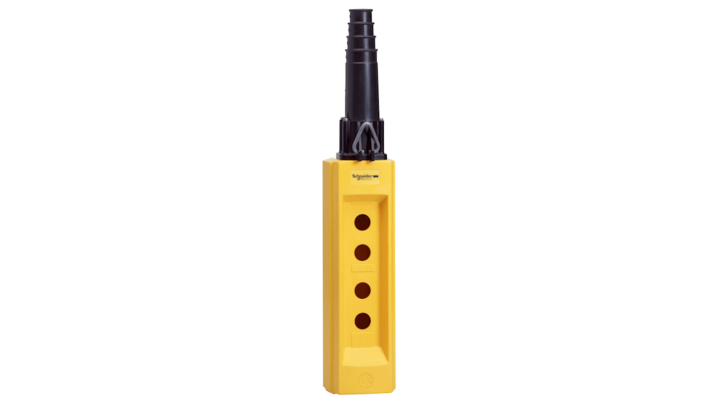 Stazione pensile a pulsante Schneider Electric XACB04, in lega di alluminio, protezione IP65, temperatura operativa -25/+70 °C, colore giallo.