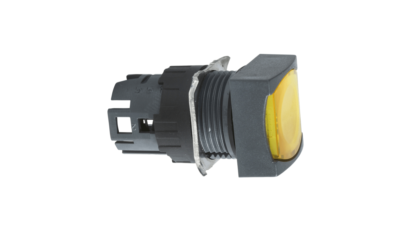 Attuatore pulsante instabile giallo Schneider Electric Harmony XB6, diametro foro 16 mm, protezione IP65, testa illuminata.