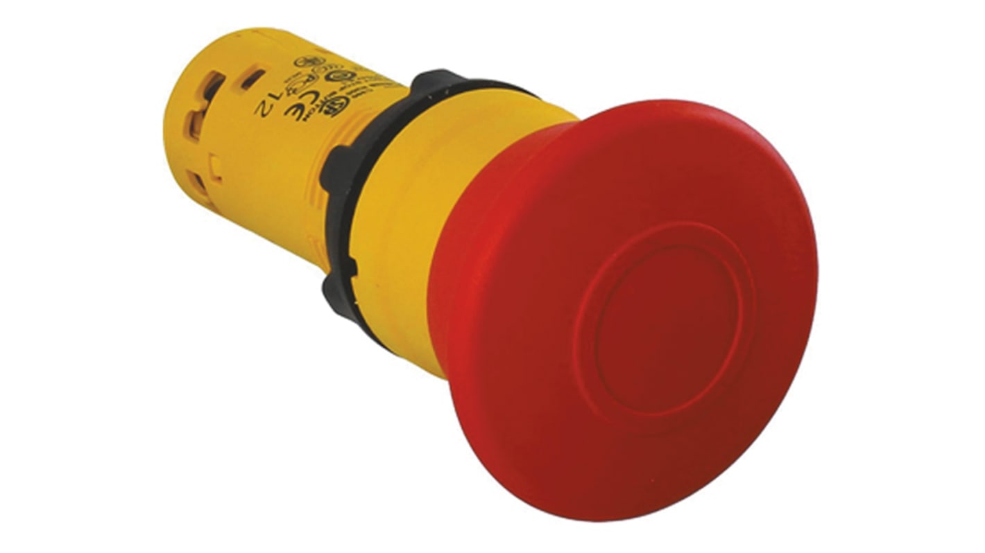 Pulsante di arresto di emergenza rotondo Schneider Electric XB7NT845, montaggio a pannello, 22mm, SPDT, IP65.