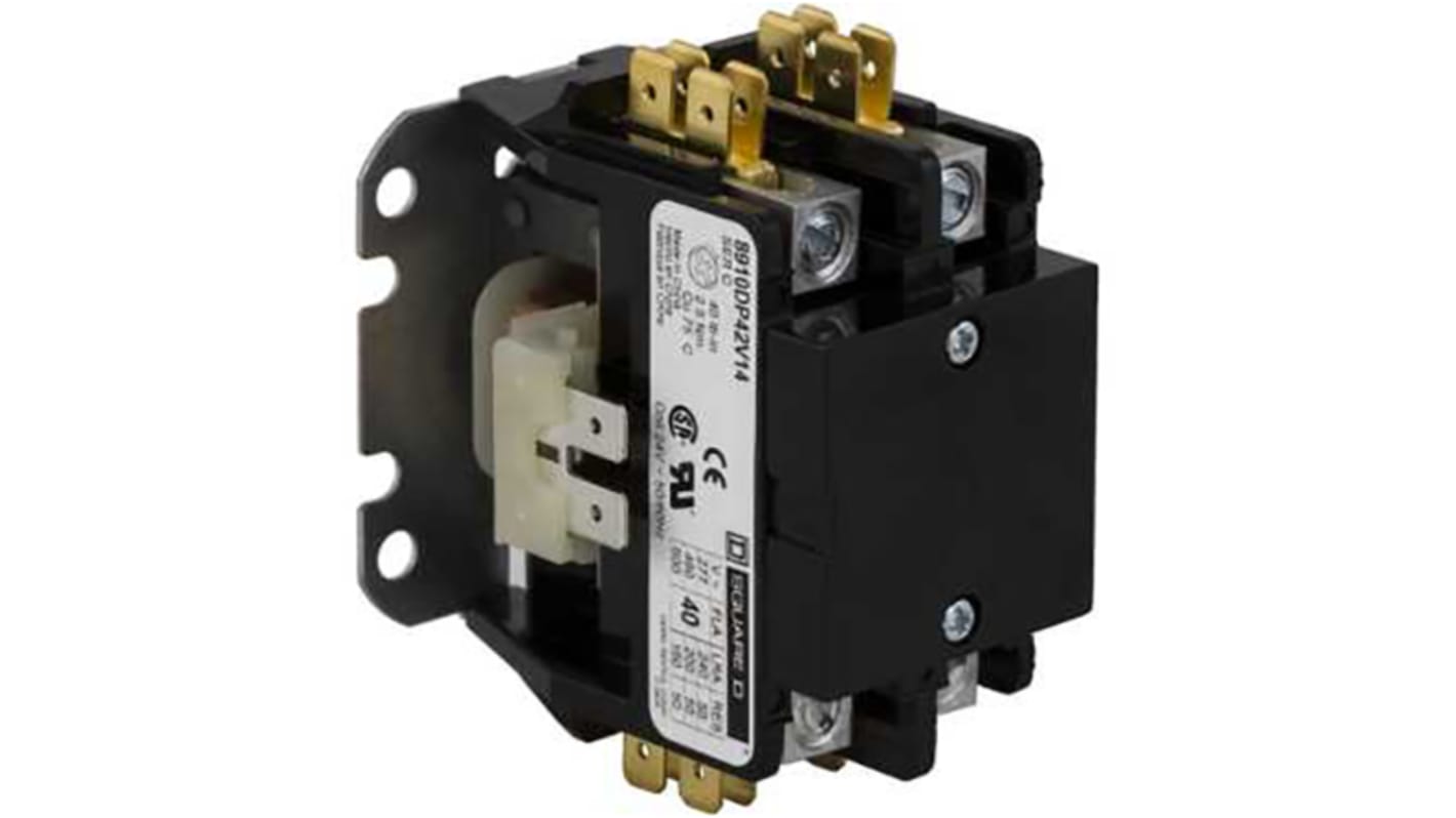 Contattore Schneider Electric 8910DP32V09, serie DPA, 2 poli, 30 A, bobina 230 V, dimensioni 58.7x60.2x76 mm.
