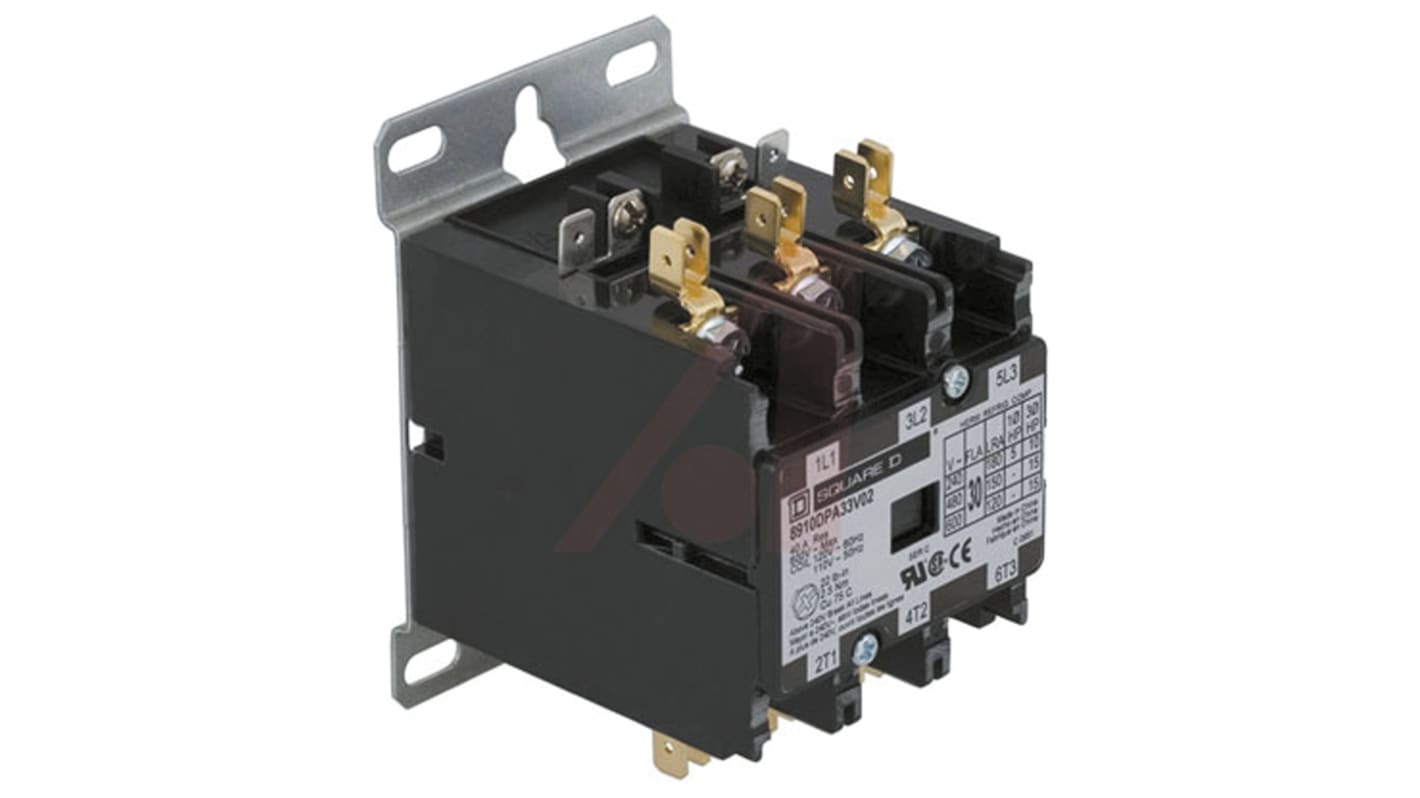 Contattore Schneider Electric 8910DPA33V02, 3 poli, 3 NA, 30 A, bobina 110 V c.a., dimensioni 58.7 x 60.2 x 76 mm.