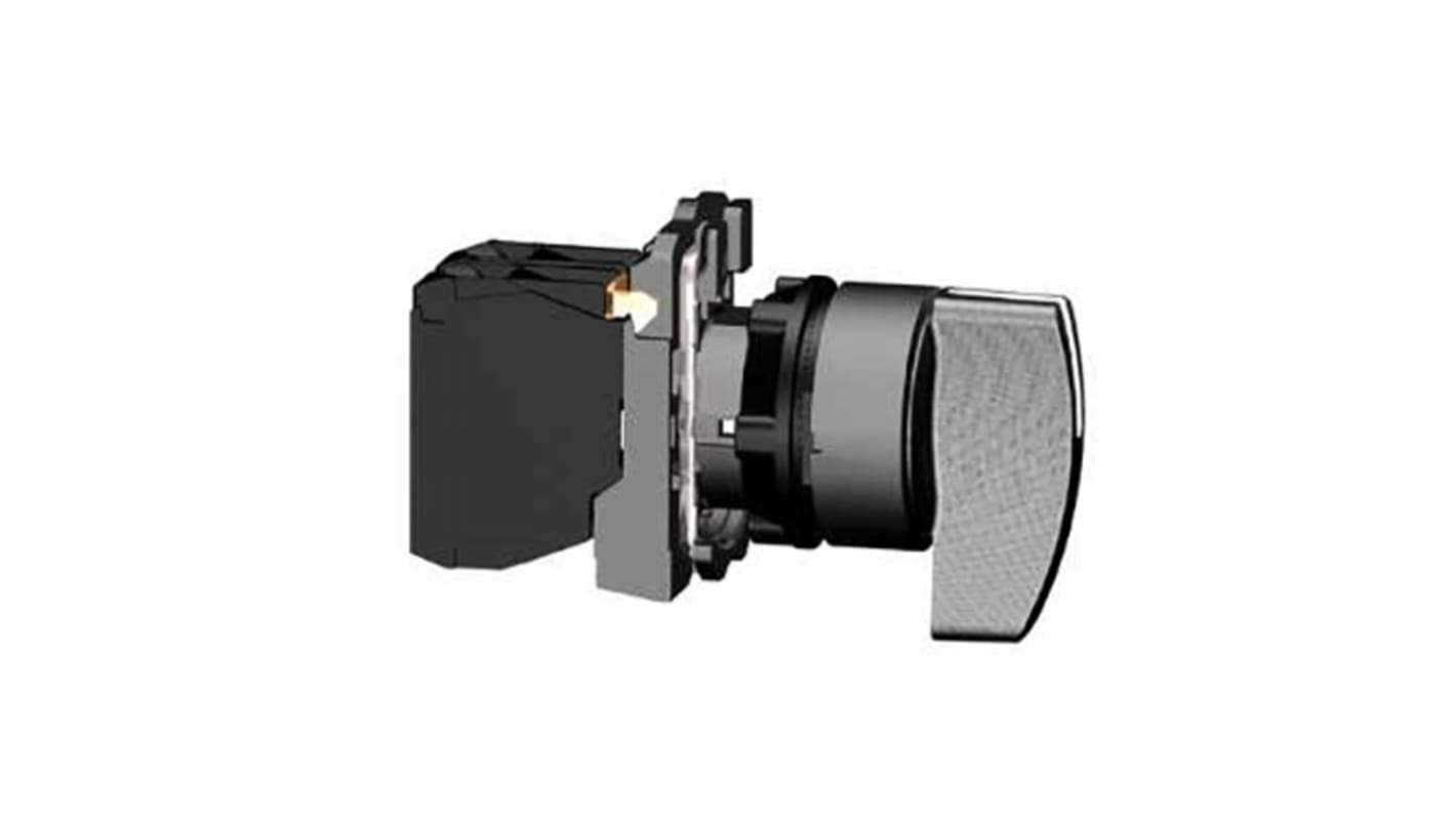 Selettore a chiave a 3 posizioni Schneider Electric XB5AJ53, montaggio a vite, metallo cromato, 4A, 22 mm di diametro.