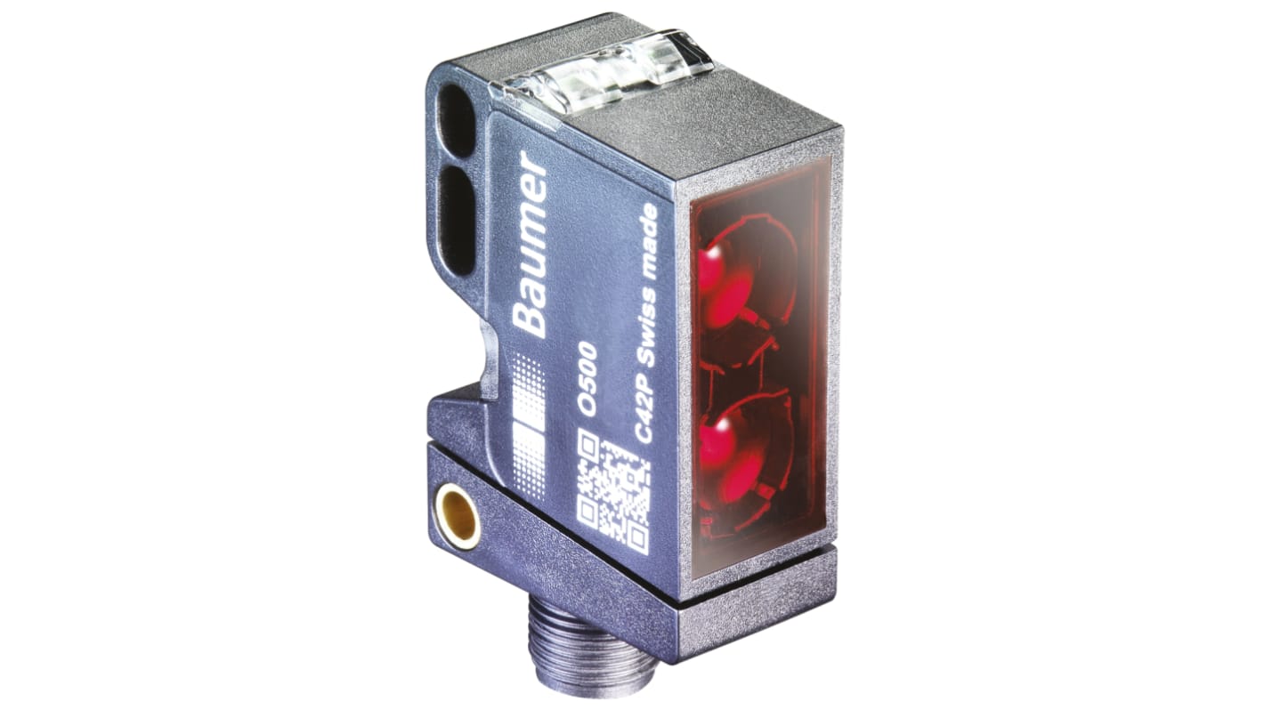 Sensore fotoelettrico Baumer O500.GR-GW1T.72O, rettangolare, rilevamento 30-600 mm, IP67, LED, connettore M12.