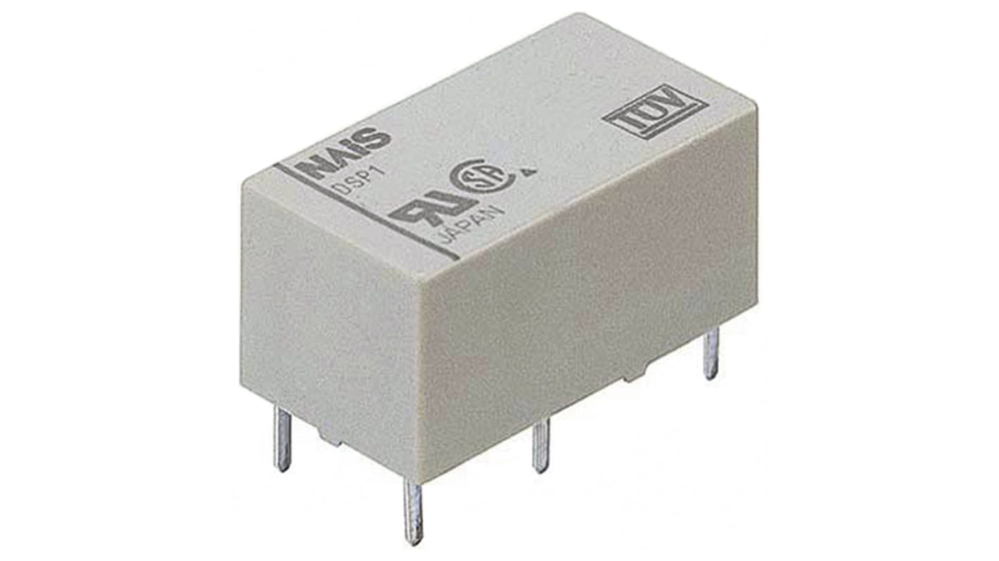 Relè di potenza Panasonic SPDT, 12V cc, montaggio su PCB, dimensioni 20,2 x 11 x 10,5 mm, corrente 5A, isolamento 3kV.