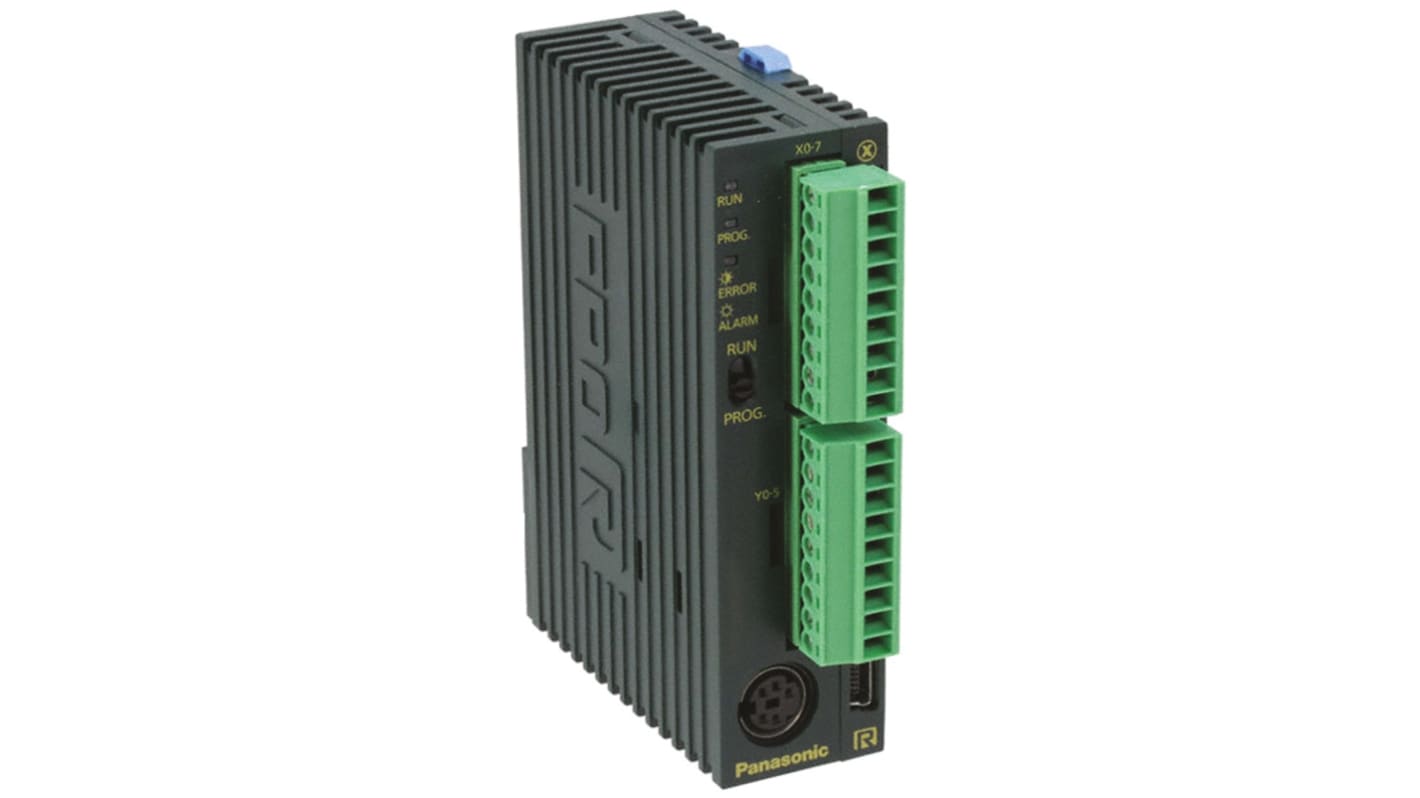 Modulo di espansione PLC Panasonic AFP0RE16RS per Serie FPOR, 8 ingressi e 8 uscite relè, montaggio diretto, dimensioni 25 x 90 x 60 mm.