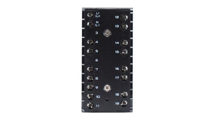Termoregolatore PID Jumo 702032/8-2100-25, dimensioni 48 x 96 mm, alimentazione 20-30 V, interfaccia RS485, grado di protezione IP65.