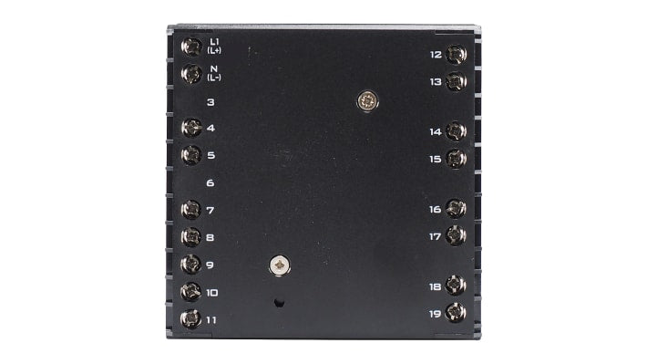 Jumo 702034/8-2100-25, termoregolatore PID QUANTROL, 96x96 mm, alimentazione 20-30 V, IP65, display LED, funzioni ON/OFF e PID.