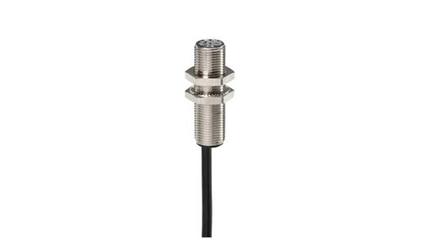 Sensore di prossimità cilindrico NPN Telemecanique XS112BLNAL2, M12 x 1, rilevamento 2 mm, IP67, 12-24 V c.c., lunghezza 44 mm.