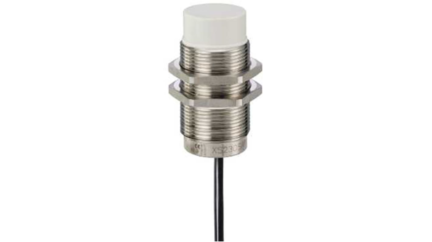 Sensore di prossimità cilindrico Telemecanique Sensors XS230SAMAL5, M30, rilevamento 22 mm, IP67, acciaio inox, montaggio a filo.