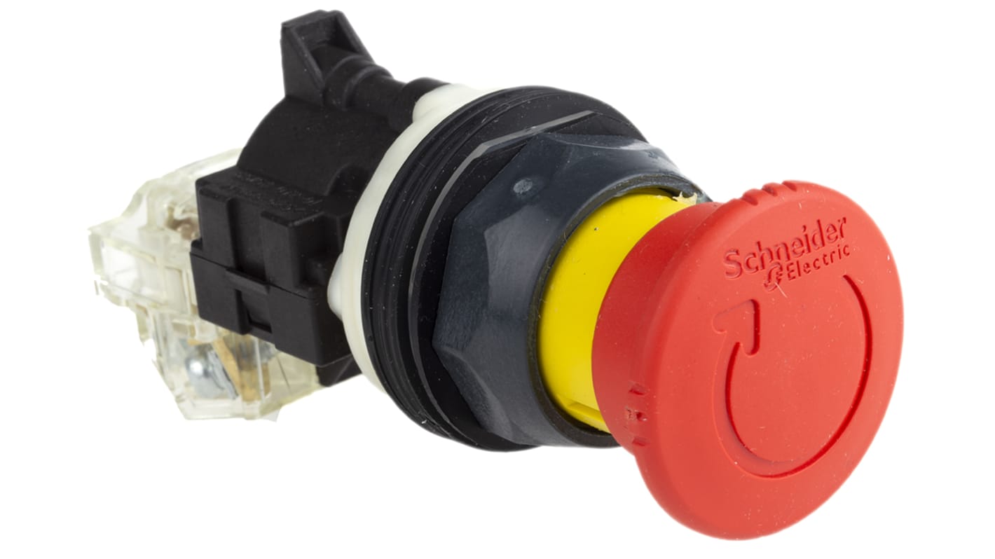 Pulsante di arresto di emergenza Schneider Electric, serie Harmony 9001SK, montaggio a pannello, grado di protezione IP66.
