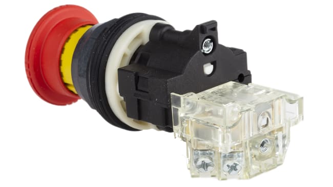 Pulsante di arresto di emergenza Schneider Electric, serie Harmony 9001SK, montaggio a pannello, grado di protezione IP66.