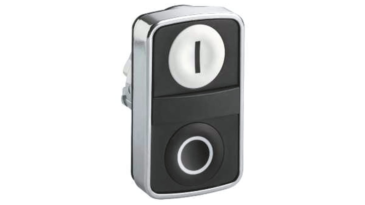 Attuatore pulsante instabile Schneider Electric Harmony XB4, diametro foro 22mm, colore nero e bianco, protezione IP67, attivazione a ritorno a molla.