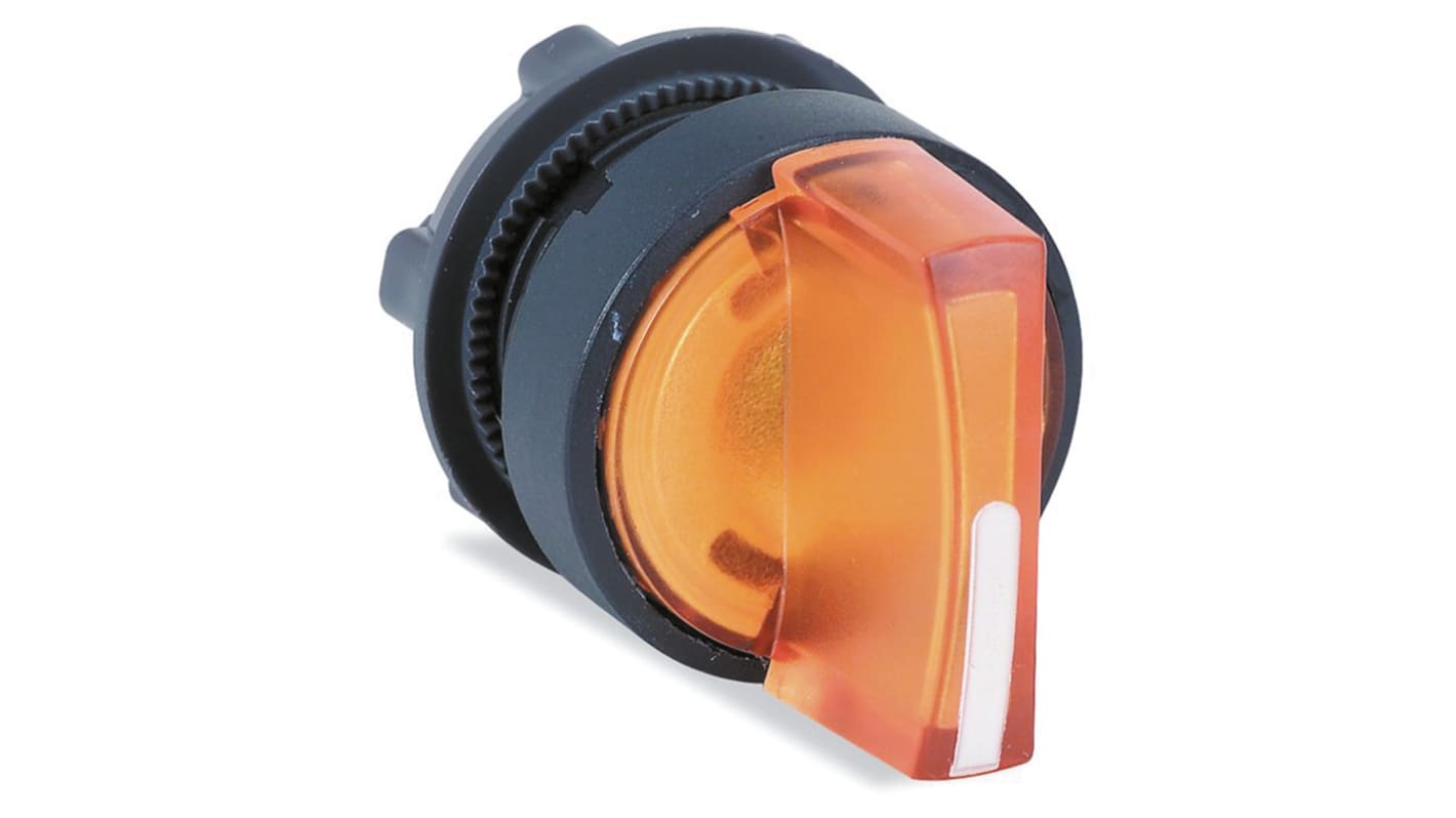 Selettore Harmony XB5 di Schneider Electric, 3 posizioni, diametro foro 22 mm, colore arancione, protezione IP65.