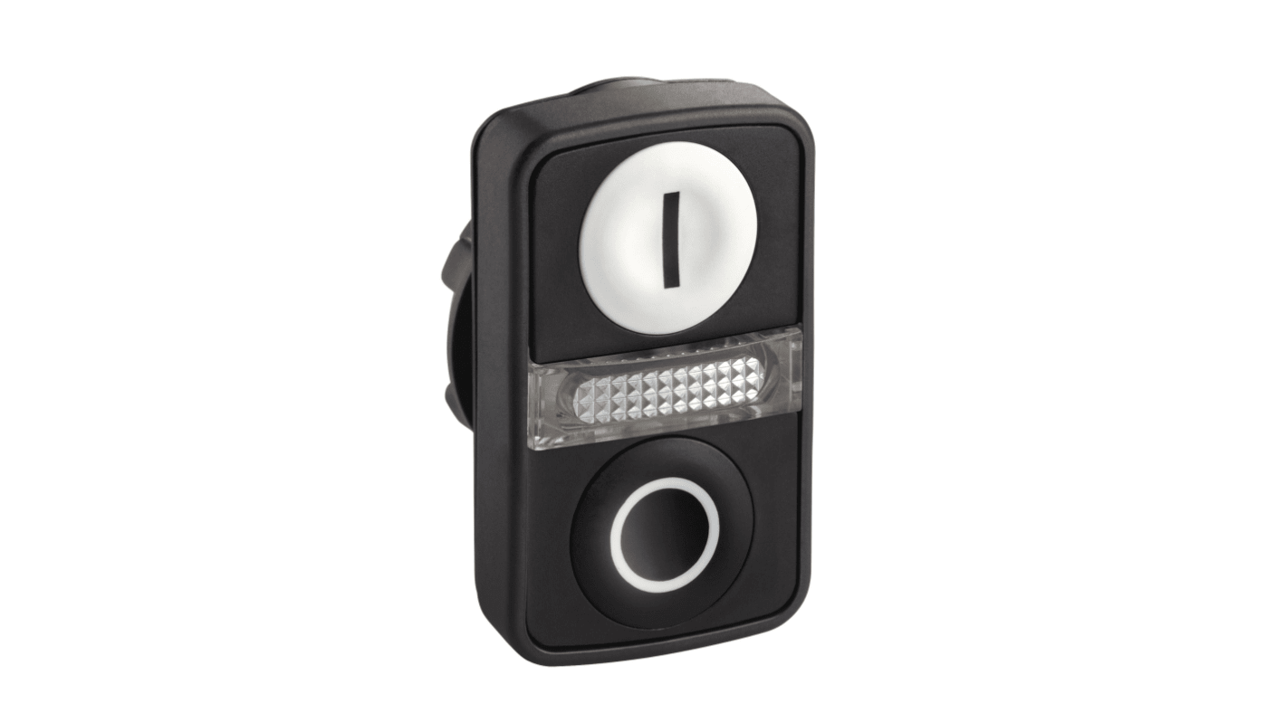 Attuatore pulsante instabile Harmony XB5 di Schneider Electric, diametro 22 mm, colore nero e bianco, grado di protezione IP69K.
