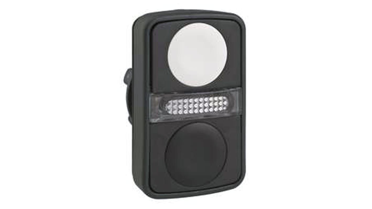 Attuatore pulsante instabile Harmony XB5 di Schneider Electric, forma rettangolare, cornice plastica, diametro foro 22mm, colore nero e bianco, grado di protezione IP66/IP67/IP69K.