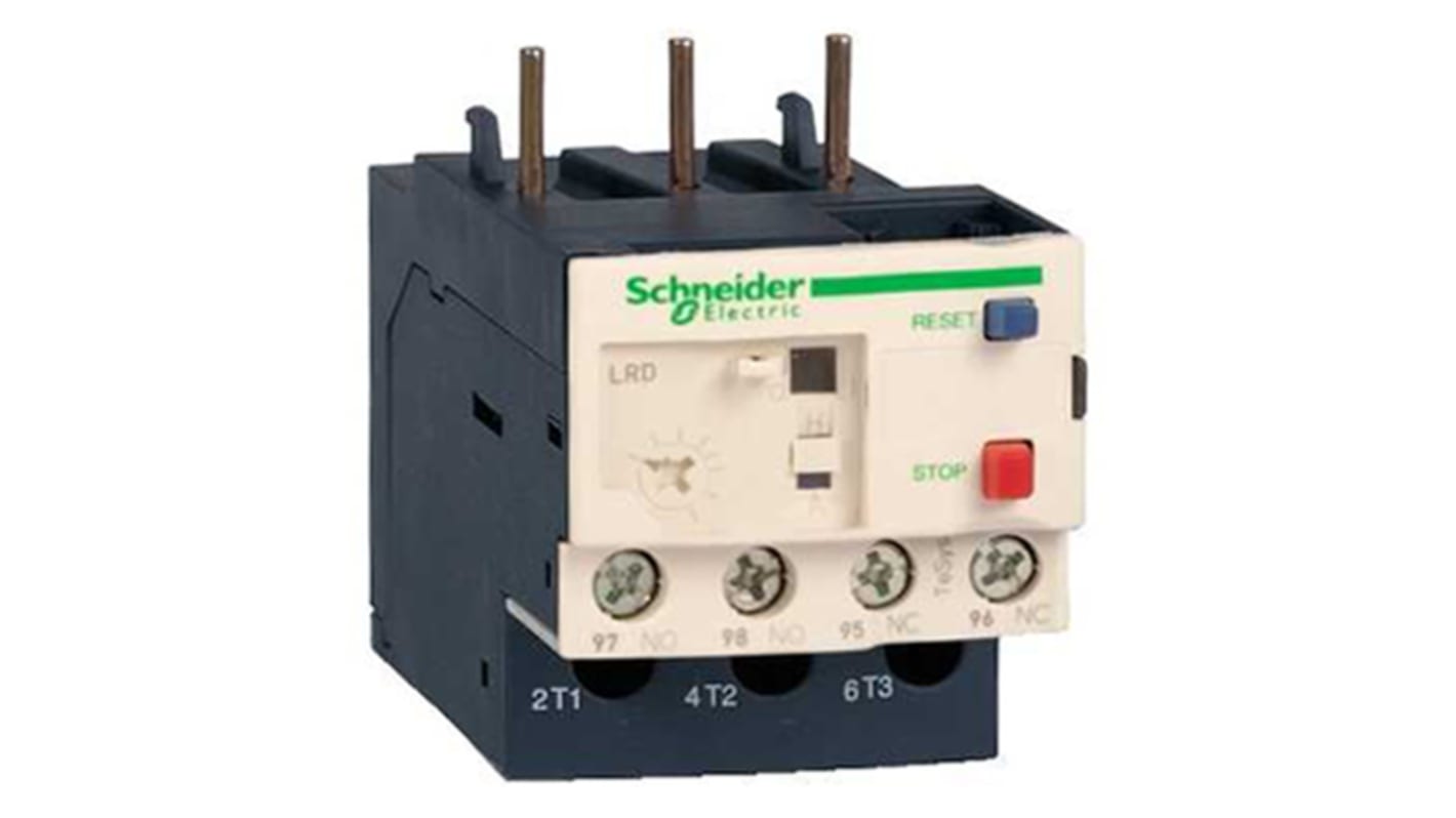 Relè di sovraccarico termico Schneider Electric LR3D086, tripolare, 4 A, montaggio su guida DIN, dimensioni 70 mm x 45 mm.