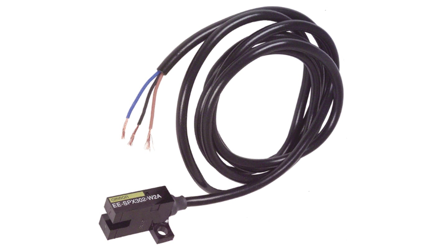 Sensore fotoelettrico NPN Omron EE-SPX302-W2A, con LED a infrarossi, grado di protezione IP50, temperatura -10 a 55 °C.