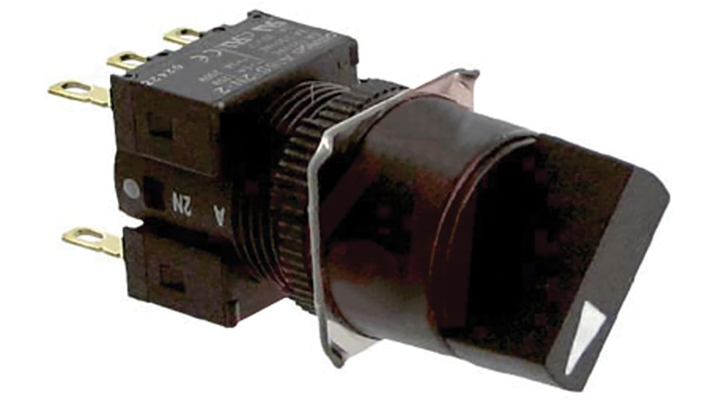 Selettore a 2 posizioni Omron A165S-T2A-2, diametro foro 16 mm, DPDT, resistenza all'olio IP65, tensione 230 V c.a.
