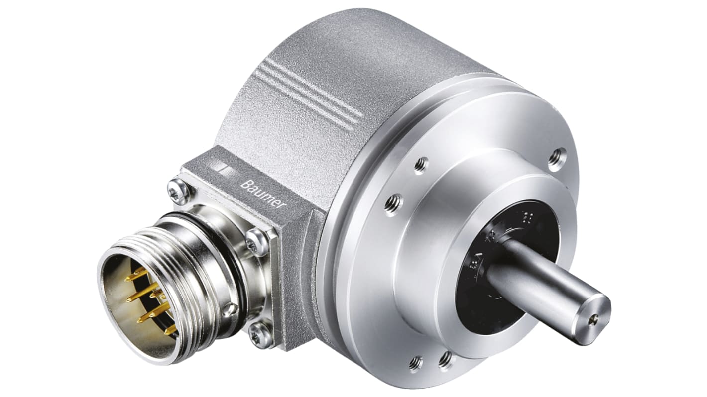 Encoder incrementale Baumer EIL580P-SC10.5BF.01024.B, tecnologia ottica, albero in acciaio inox, IP65, flangia M12, 58 mm di larghezza.
