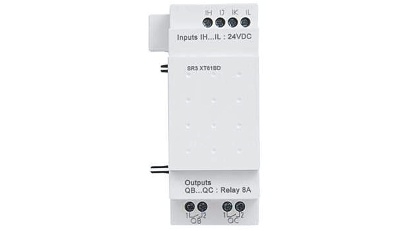 Modulo I/O Schneider Electric SR3XT61B per relè logico Zelio, con 4 ingressi discreti e 2 uscite a relè, alimentazione 24 V c.a.