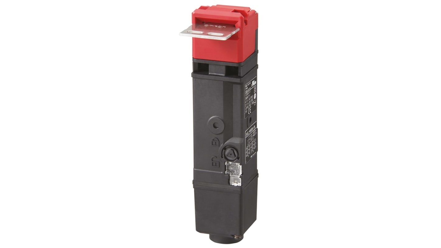 Interruttore di interblocco a solenoide Omron D4SLN4PDAD, 24V cc, protezione IP67, dimensioni 39x39x179.9 mm, contatti di sicurezza NA/2NC.