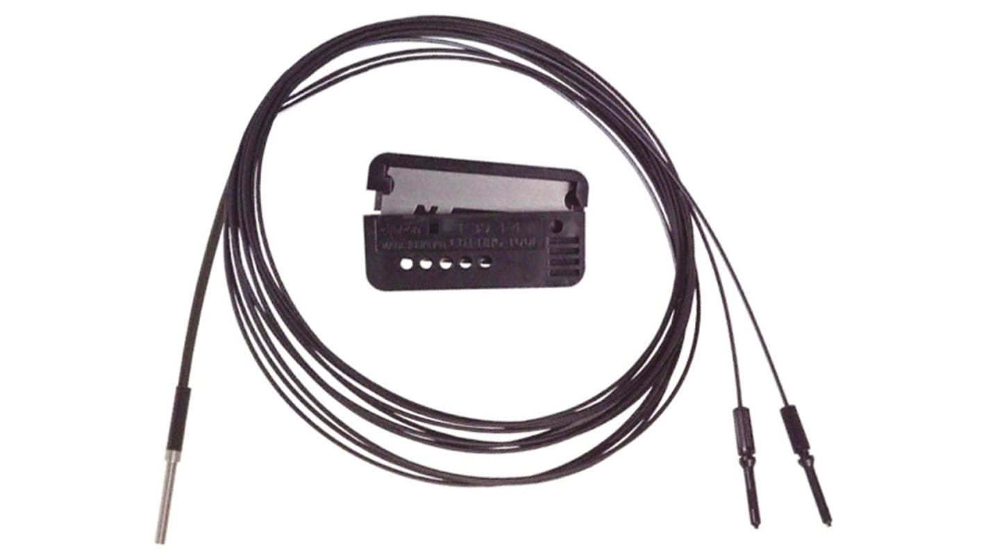 Omron E32-D21R, sensore per fibre ottiche NPN-PNP, grado di protezione IP67, lunghezza fibra 2 m, gamma di rilevamento 210 mm.