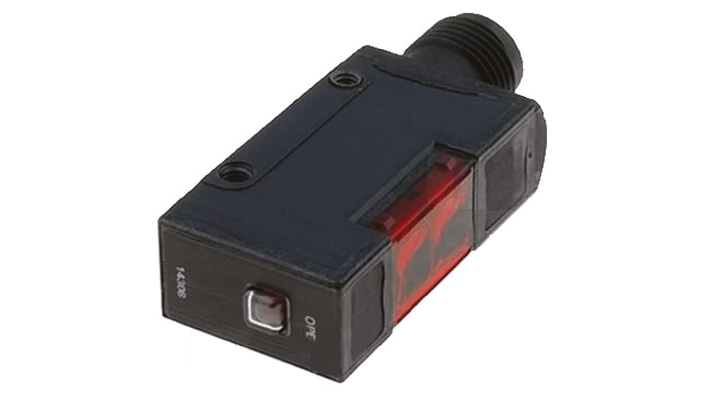 Omron E3S-AT36-D, sensore fotoelettrico rettangolare a fascio diretto, rilevamento fino a 7 m, uscita PNP, IP67.