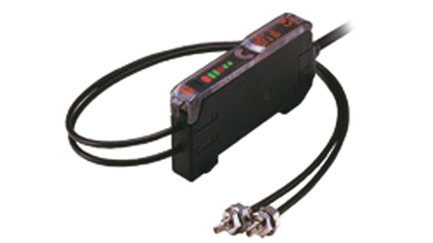 Omron E3X-NA11V 2M, sensore NPN per fibre ottiche, montaggio su guida DIN, dimensioni 159,2 x 12 x 33 mm.