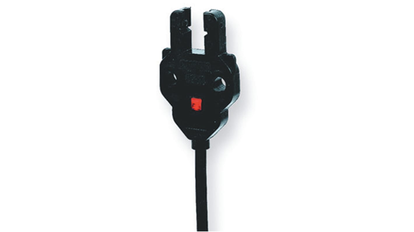 Sensore fotoelettrico a forcella Omron EE-SX870A, rilevamento 5 mm, uscita NPN, alimentazione 5-24 V c.c., grado di protezione IP60.