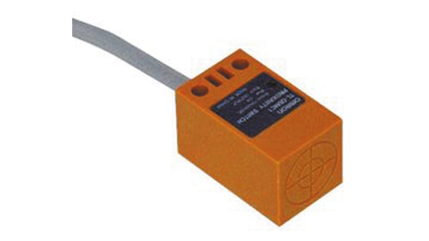 Sensore di prossimità induttivo Omron TL-Q5MD1 2M, rilevamento 5 mm, alimentazione 12-24 V c.c., IP67, dimensioni 32x17x17 mm.
