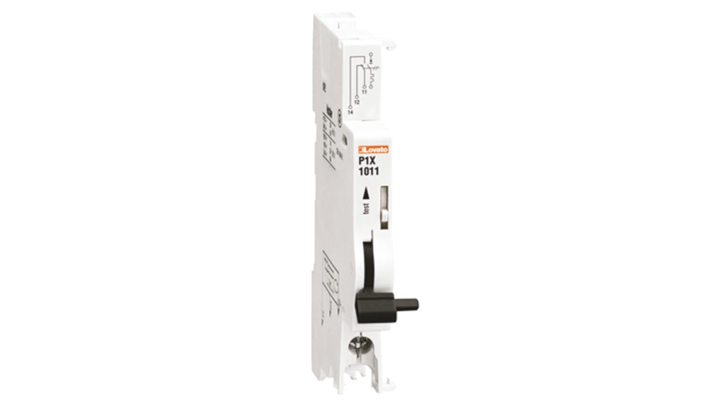 Contatto ausiliario Lovato P1X1311, 1CO, montaggio laterale, 6 A a 230 V, installazione a sinistra dell'interruttore.