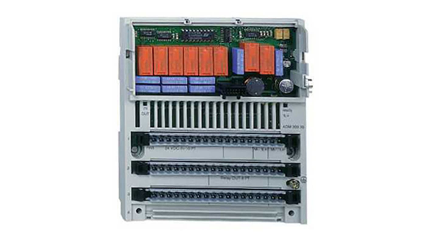 Modulo I/O PLC Schneider Electric 170ADM39030, serie IB IL AI 8/SF-XC-PAC, 10 ingressi e 8 uscite, dimensioni 141,5 x 125 x 47,5 mm.
