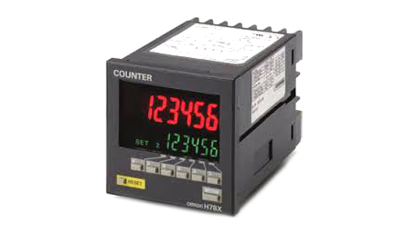 Omron H7BX-AW AC100-240, contatore impulso LCD 6 cifre, 72 x 72 mm, alimentazione 100-240 V, montaggio a filo.