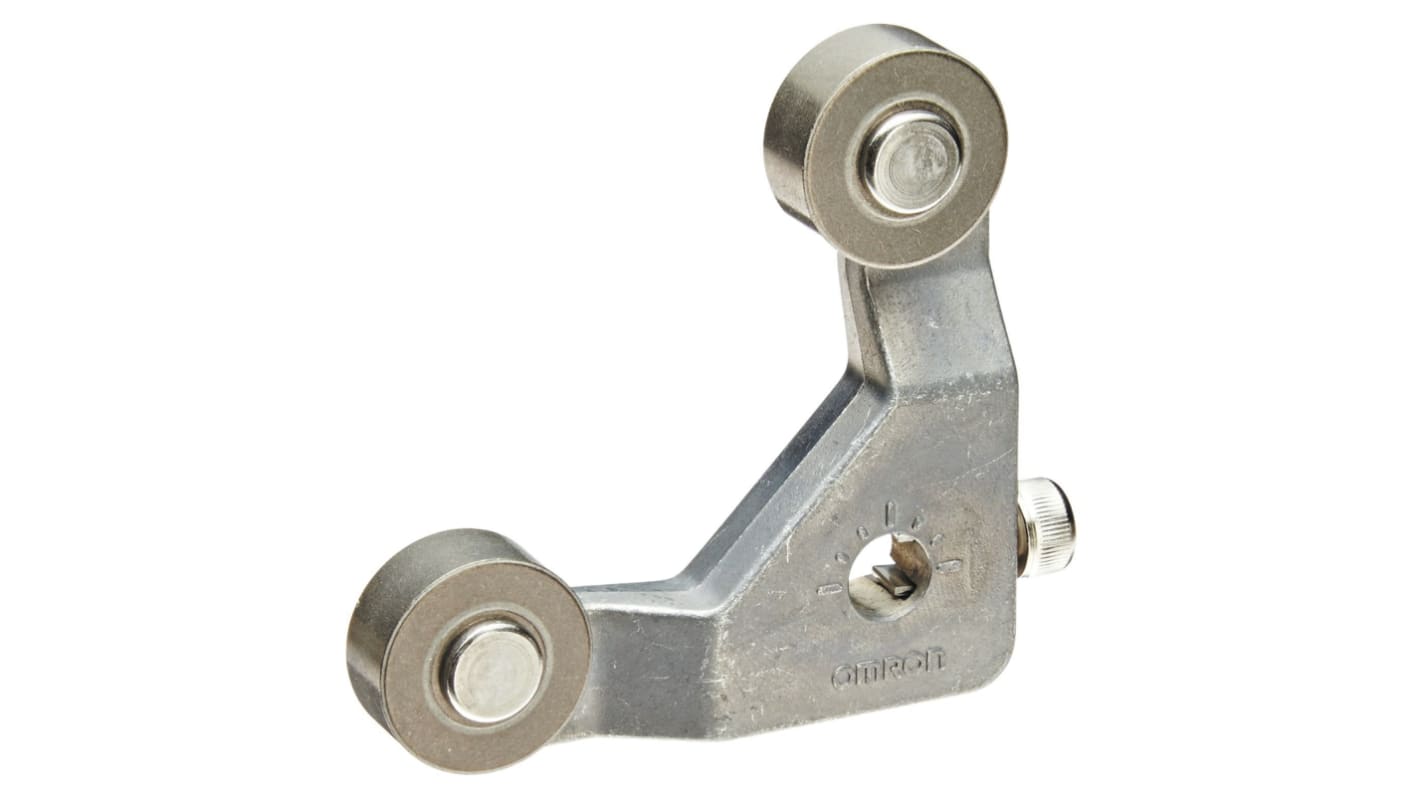 Attuatore Omron D4A-E20 con leva a forcella, interruttore di fine corsa, grado di protezione NEMA 4X, temperatura operativa -40 a 212 °F.