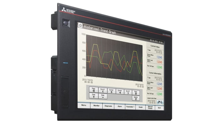 Mitsubishi Electric GT2715-STBD, display HMI touch screen 15", risoluzione 800 x 600, IP67F, dimensioni 300 x 397 x 60 mm.