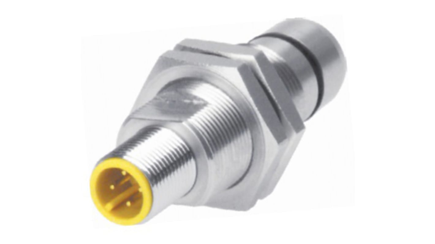 Sensore di prossimità cilindrico PNP M12 Turck BID2-G180-AP6-H1141/S212, rilevamento 2 mm, IP67, montaggio a filo.