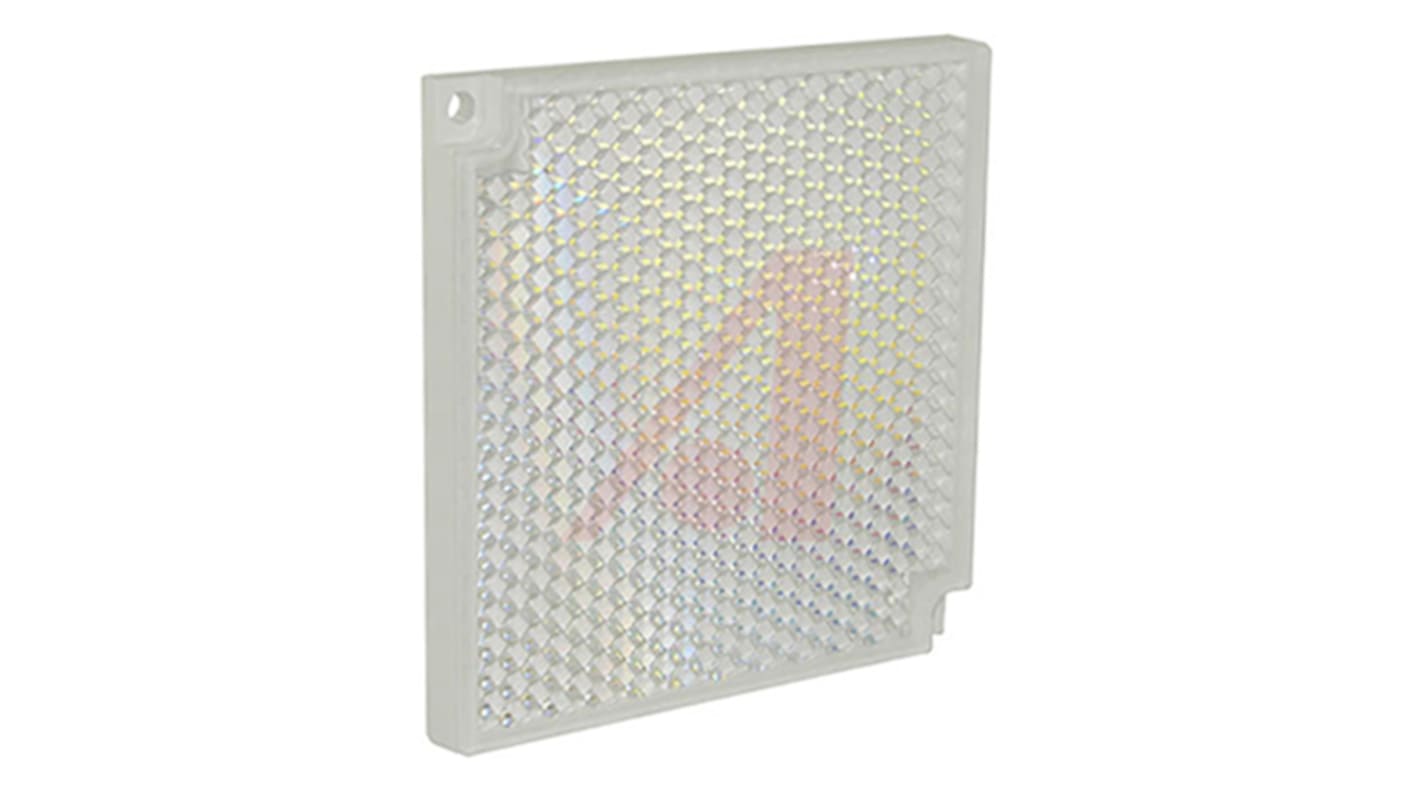 Riflettore quadrato per sensore fotoelettrico MINI-BEAM, codice BRT-77X77C, marchio Banner, compatibile con RMB100 e SMBAMSR85P.