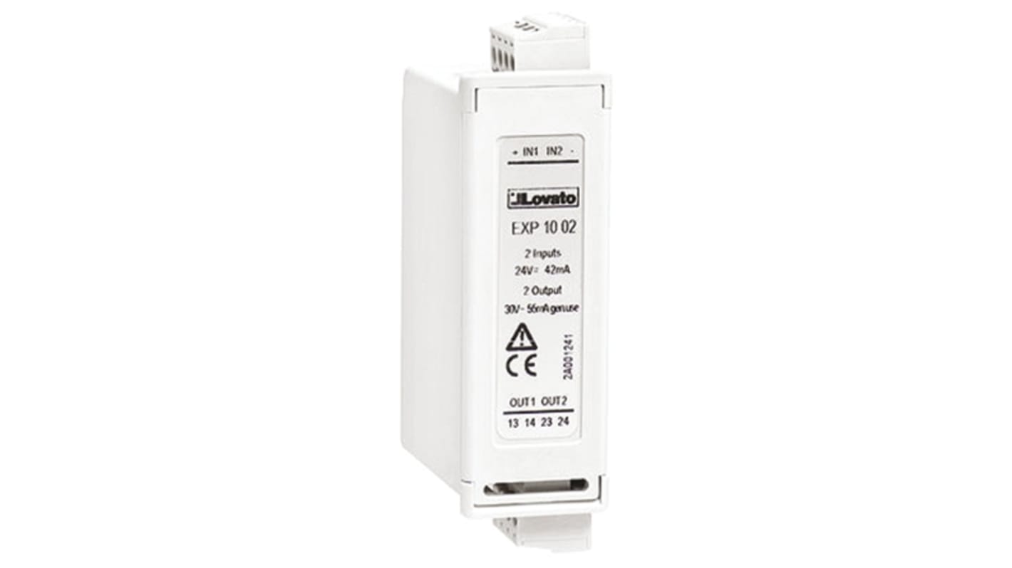 Modulo logico digitale Lovato EXP1002 per DMG 600/610, DMG 700, DMG 800, DMG 900/900T, con 2 ingressi e 2 uscite.