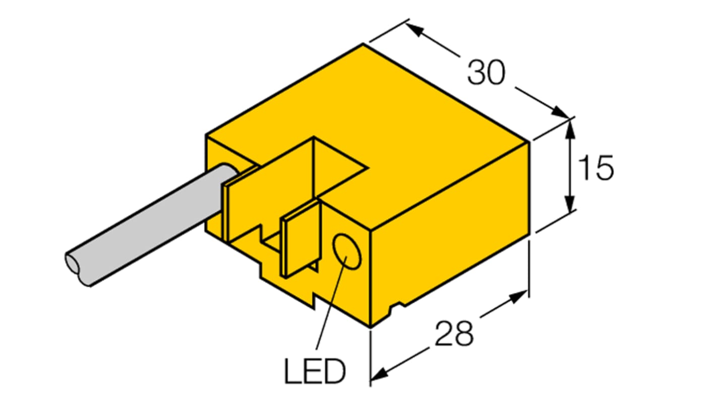 Turck BIM-AKT-AP6X 7M W/KLA1, sensore di prossimità PNP induttivo, dimensioni 30x28x15 mm, grado di protezione IP67.